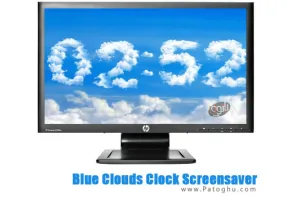 محافظ صفحه نمایش بسیار زیبای ساعت ابری - Blue Clouds Clock Screensaver 2.0