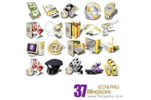 دانلود مجموعه آیکون های متنوع طلایی رنگ - Bling Icons
