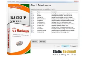 پشتیبان گیری از ایمیل ها و مرورگر ها با نرم افزار Static Backup8 1.255