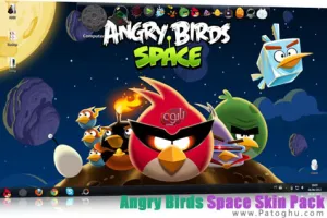 دانلود پوسته زیبای پرندگان خشمگین فضایی برای ویندوز 7 - Angry Birds Space Skin Pack v2.0