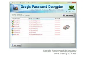 دانلود نرم افزار بازیابی رمز عبور اکانت های گوگل Google Password Decryptor 6.5 Final