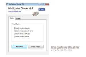غیر فعال سازی آپدیت ویندوز Win Updates Disabler 1.4