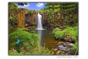 اسکرین سیور جدید و زیبا برای کامپیوتر از نمای آبشار در طبیعت