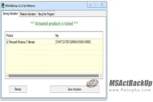 دانلود نرم افزار MSActBackUp v1.2.5 ذخیره و بازیابی لایسنس ویندوز