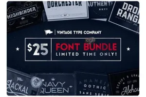 مجموعه 4 فونت دست نویس انگلیسی Vintage Font Bundle