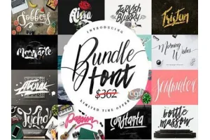 مجموعه 38 فونت انگلیسی Font Bundle & Graphic