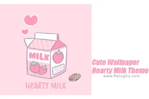 دانلود 1.0.0 Cute Wallpaper Hearty Milk Theme والپیپر با مزه شیر صورتی برای اندروید