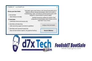 نرم افزار رفتن به حالت safe mode در لپ تاپ و کامپیوتر FoolishIT BootSafe 5.0.0
