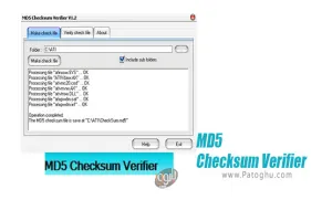 ساخت و بررسی چک سام فایل های ویندوز MD5 Checksum Verifier 6.0