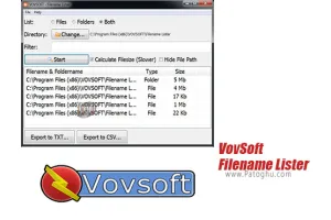 دانلود VovSoft Filename Lister 5.3 ایجاد لیستی از فایل ها برای ویندوز
